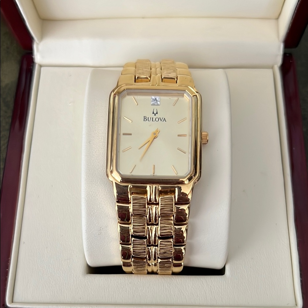 Bulova Gold-Tone Rectangular Watch